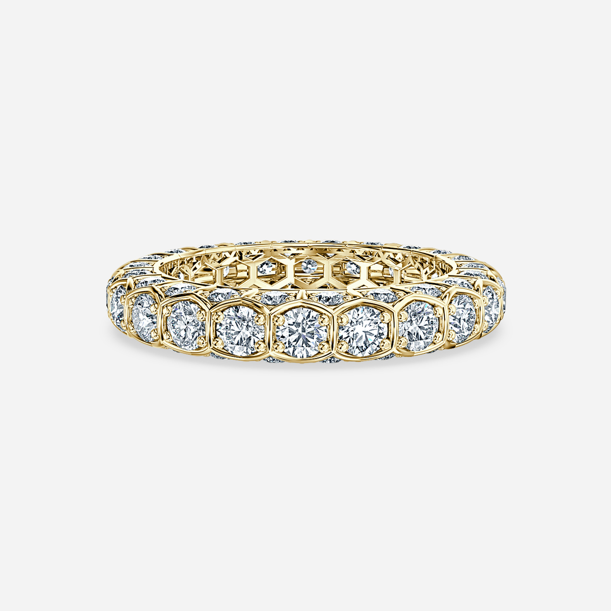 bezel round cur 14k yellow gold eternity band