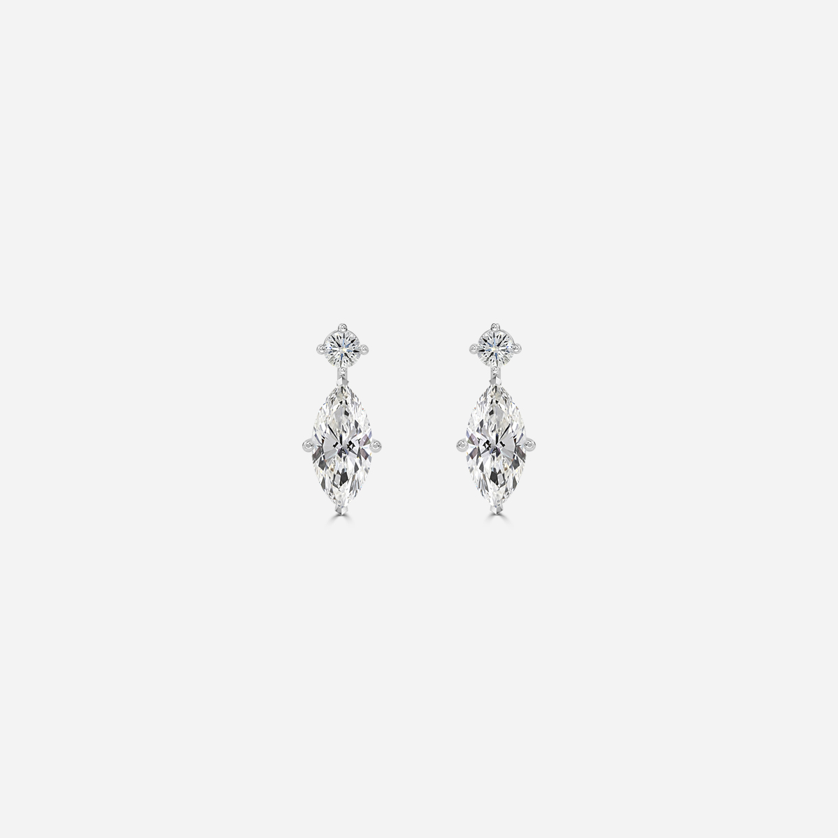 drop marquise diamond white gold earrings