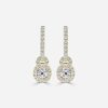 hoop and drop Cushion diamond earrings yellow gold