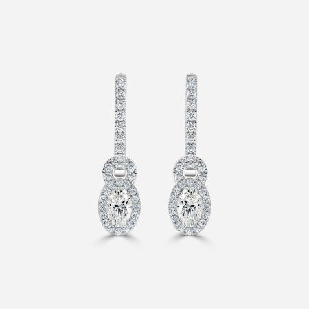 Halo Drop Oval Earrings