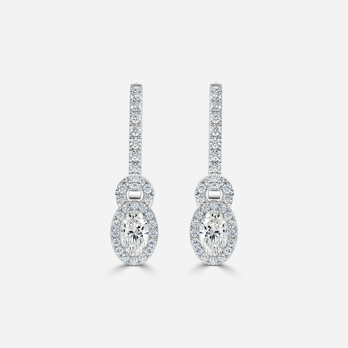 hoop and drop Oval diamond earrings white gold