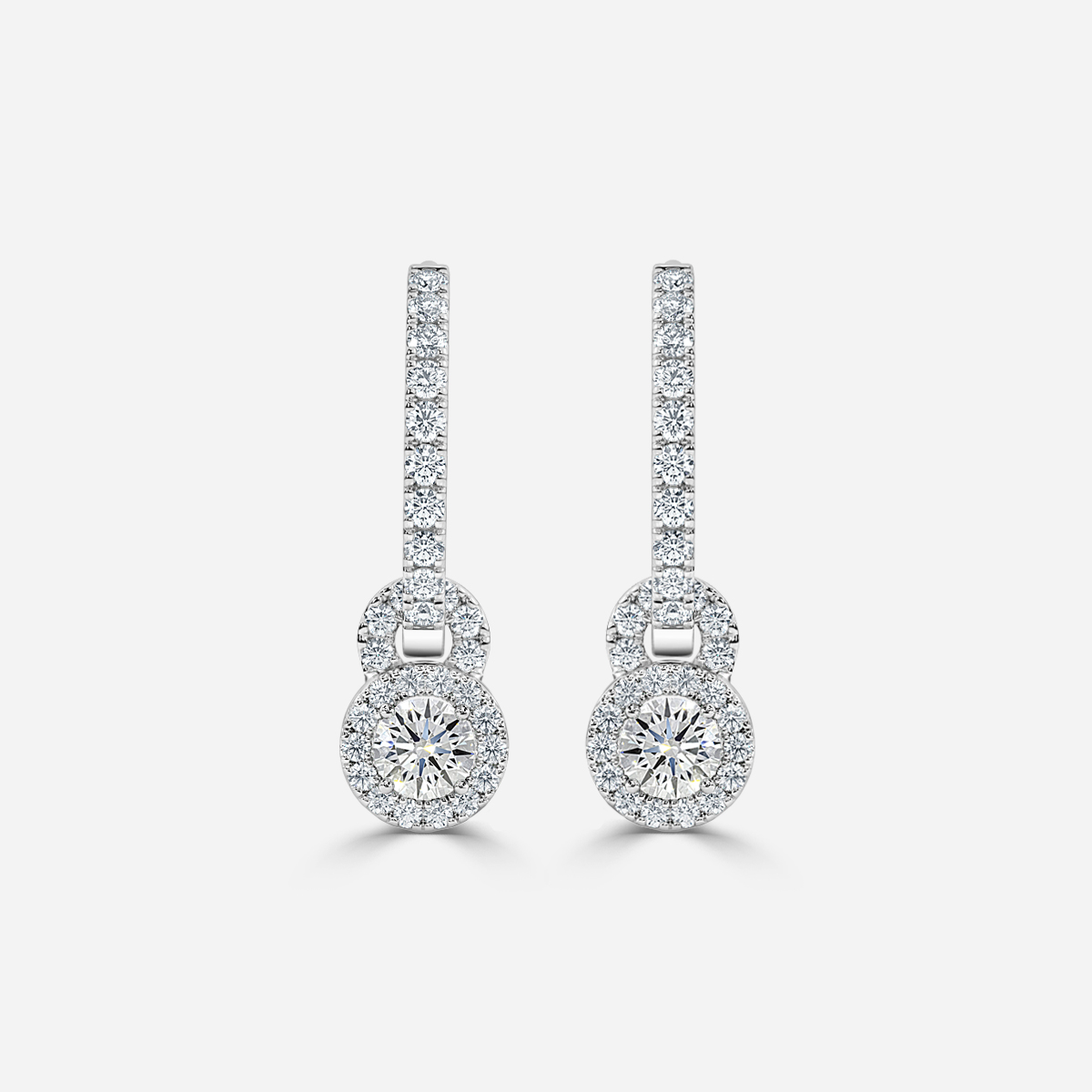 hoop and drop Round diamond earrings white gold