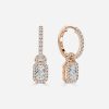 rose gold halo Radiant diamond earring