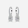 white gold halo Emerald diamond earring