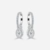 white gold halo Oval diamond earring
