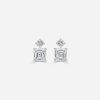 Asscher cut diamond earring white gold
