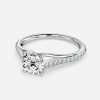 Cushion solitaire six prong white gold diamond ring