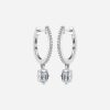Emerald cut white gold earring