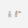 Radiant diamond rose gold earring
