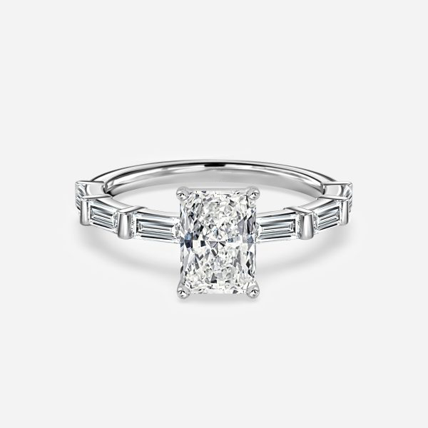 baggute radiant cut diamond ring