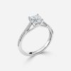 cathedral setting solitaire white Cushion diamond ring