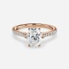 cathedral solitaire rose gold oval diamond ring