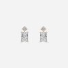 drop Radiant diamond rose gold earrings