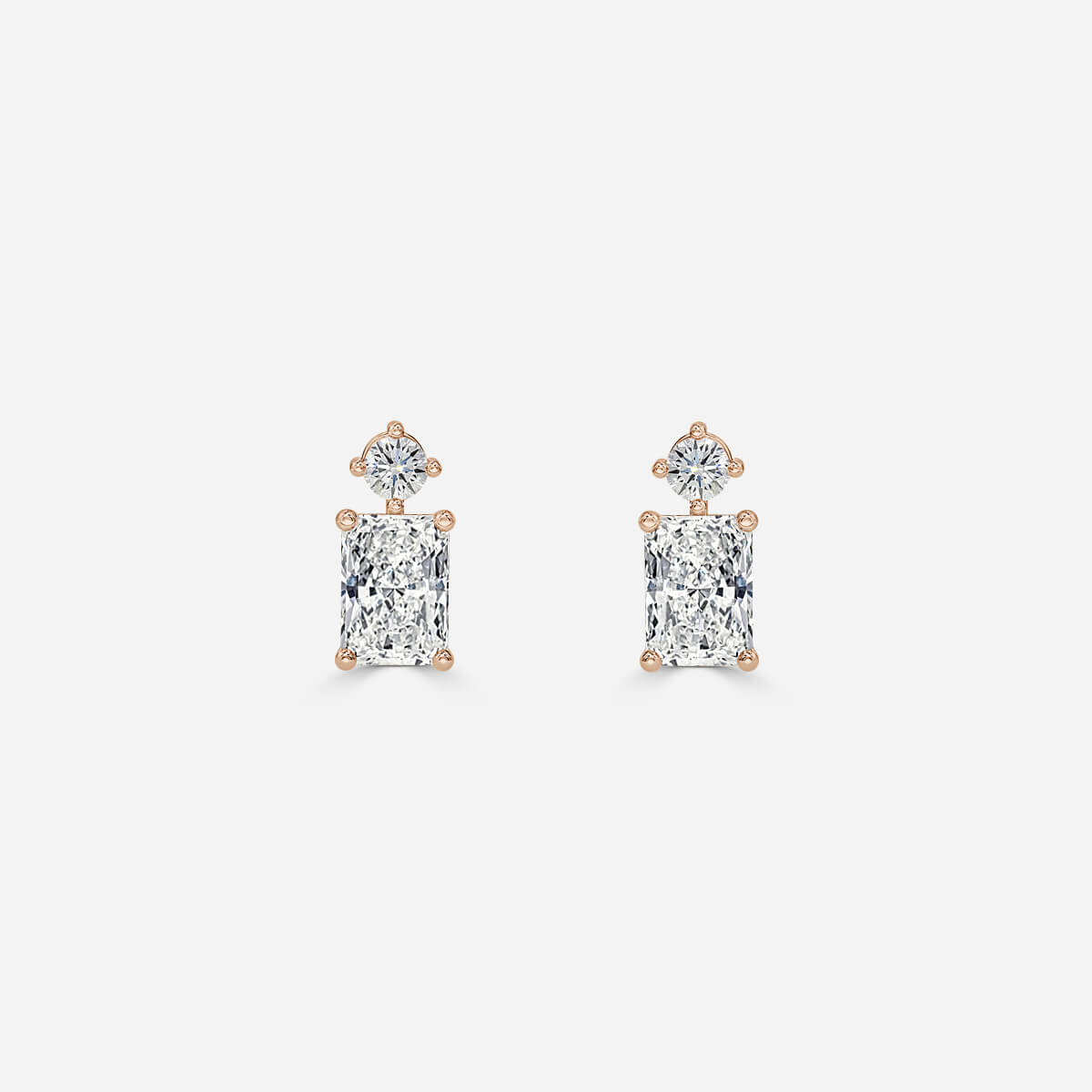 drop Radiant diamond rose gold earrings