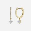 drops asscher diamond yellow gold earrings