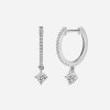 drops round diamond white gold earrings