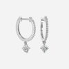 hoop and drop round white gold earring