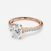 oval solitaire six prong rose gold diamond ring