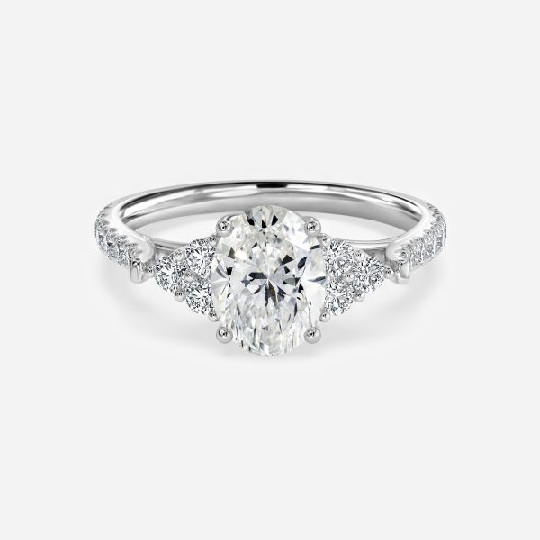 oval white gold engagement ring diamond band