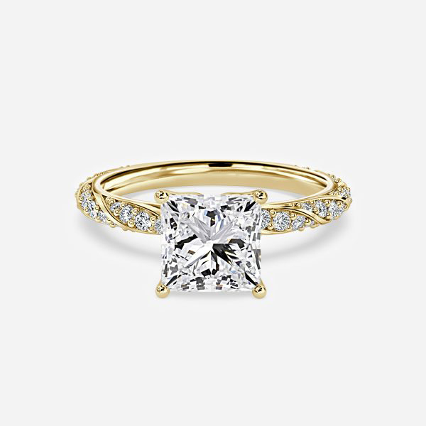princess cut twisted engagement ring gold