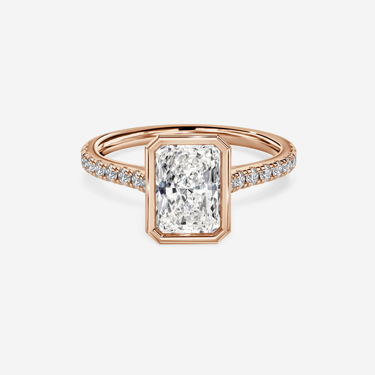 radiant ring with bezel rose gold