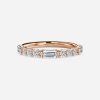 round and baguette diamond cut half eternity ring in rose gold