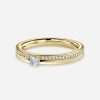 round cut diamond band yellow gold wedding ring