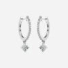 round cut white gold earring