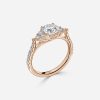 round diamond three stone band rose gold wedding ring