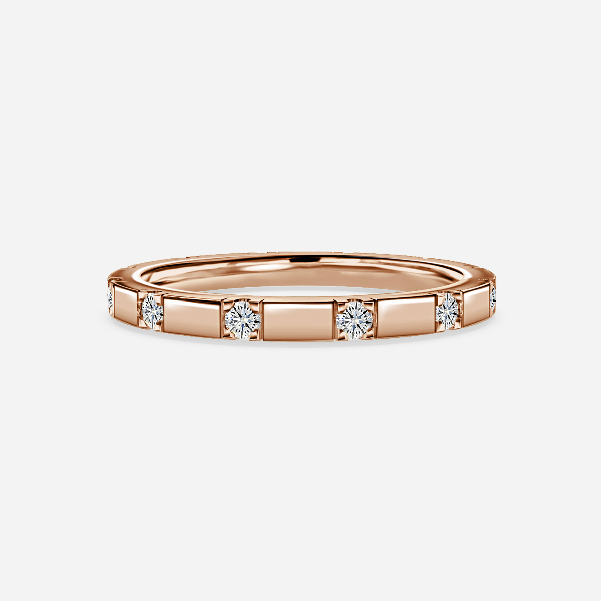 round shape diamond rose gold band wedding ring