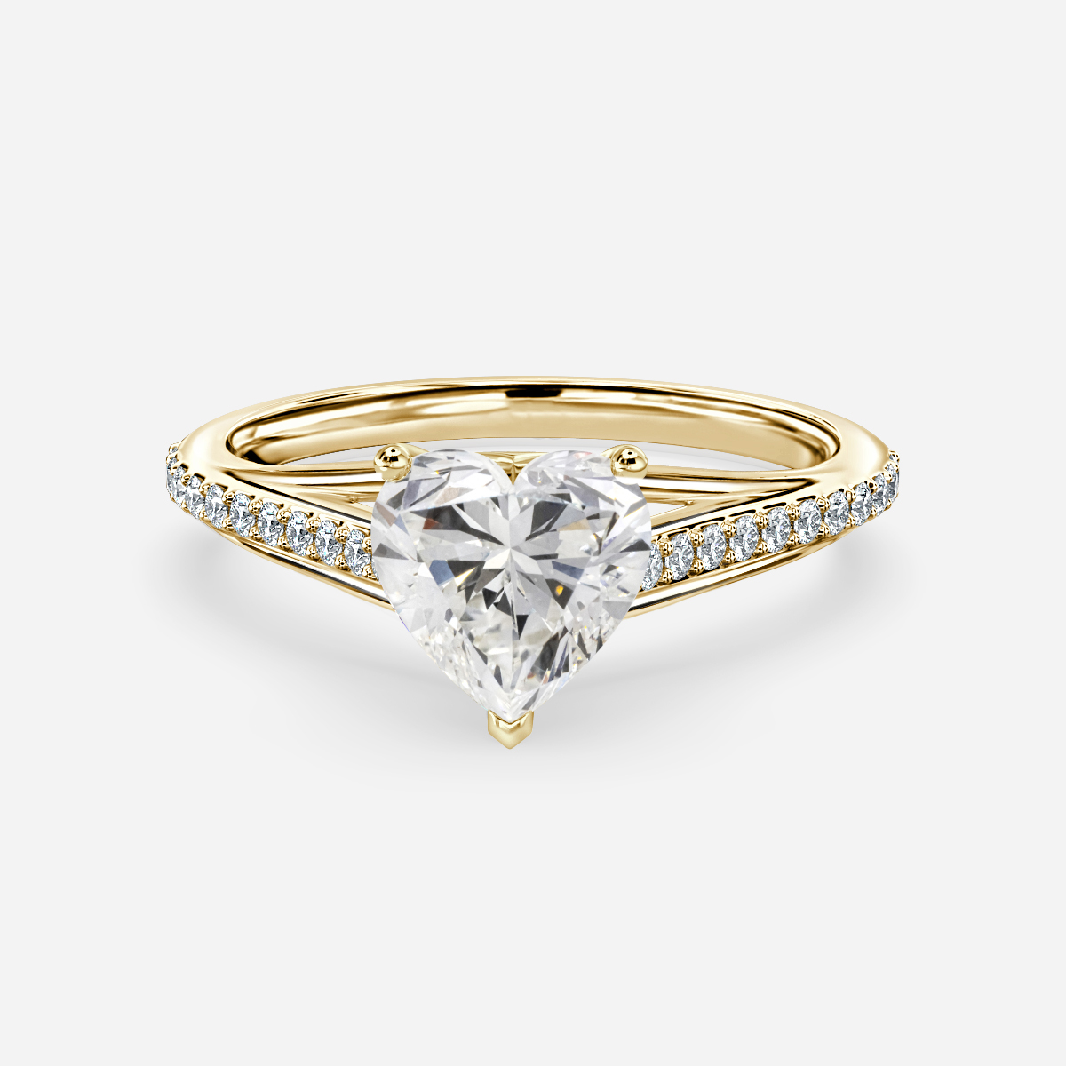 six prong heart diamond band yellow gold wedding rings
