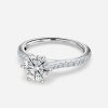 six prong white round diamond shape engagement ring