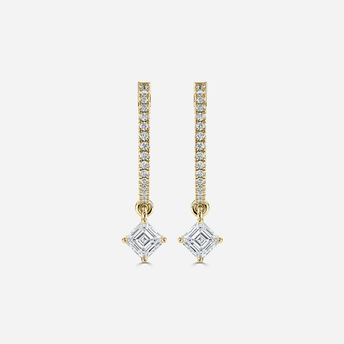 solitaire asscher yellow gold earring