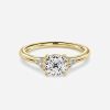 solitaire cushion cut engagement yellow gold ring