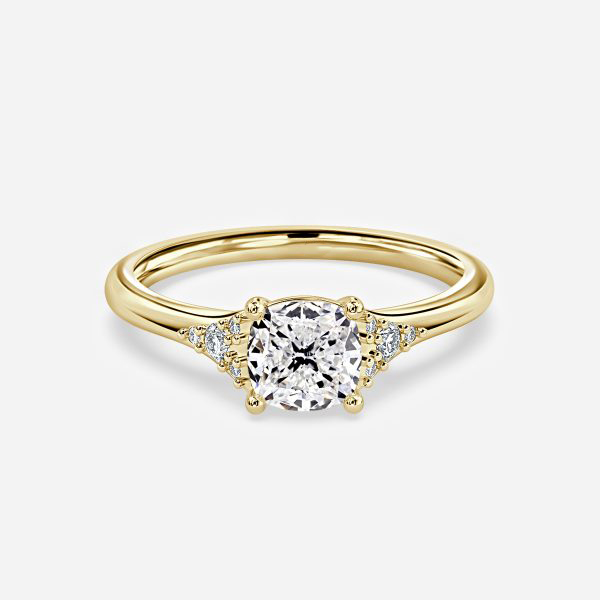 solitaire cushion cut engagement yellow gold ring