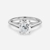 solitaire oval shape white diamond ring