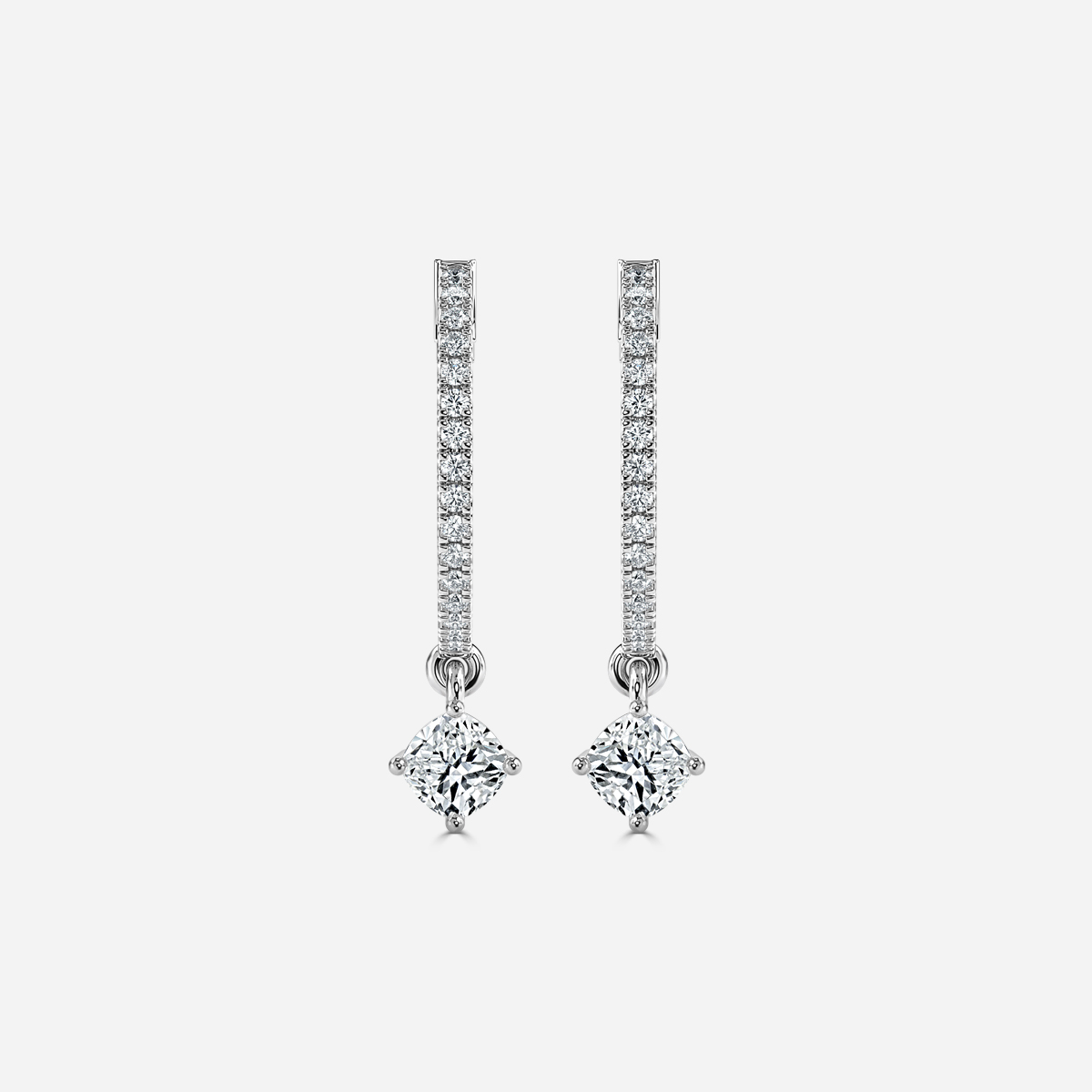 solitaire round white gold earring