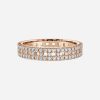 three row pave wedding ring in rose gold