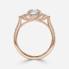 three stone ring with round wedding rose gold ring