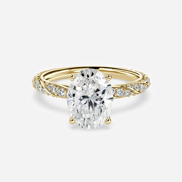 unique diamond band oval shape yellow gold wedding ring