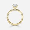 unique oval diamond shape 2ct engagement yellow gold ring