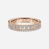 unique three row diamond band rose gold wedding ring