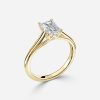 yellow gold solitaire six prong radiant diamond ring
