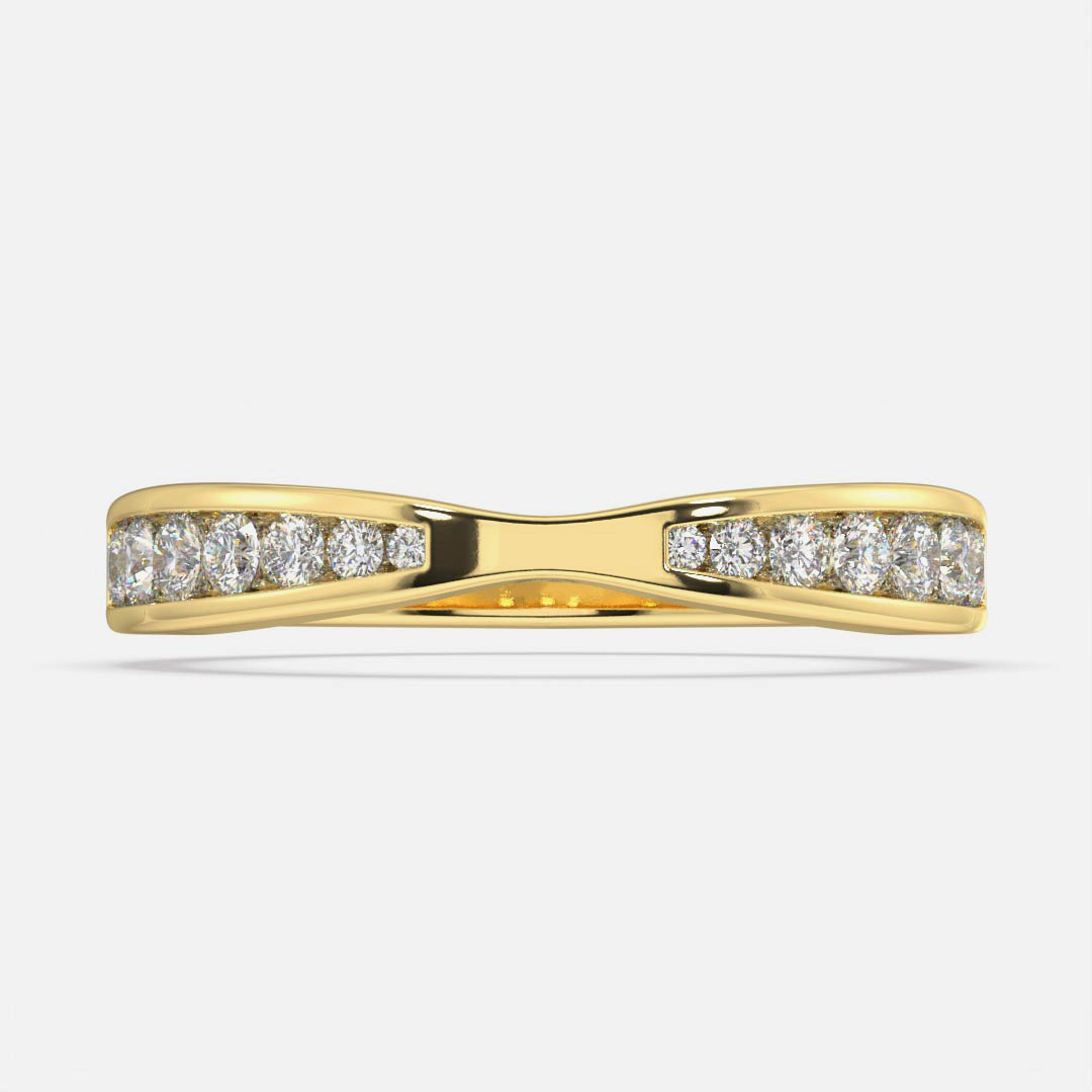 Tapered Shaped yellow gold Diamond Wedding Ring
