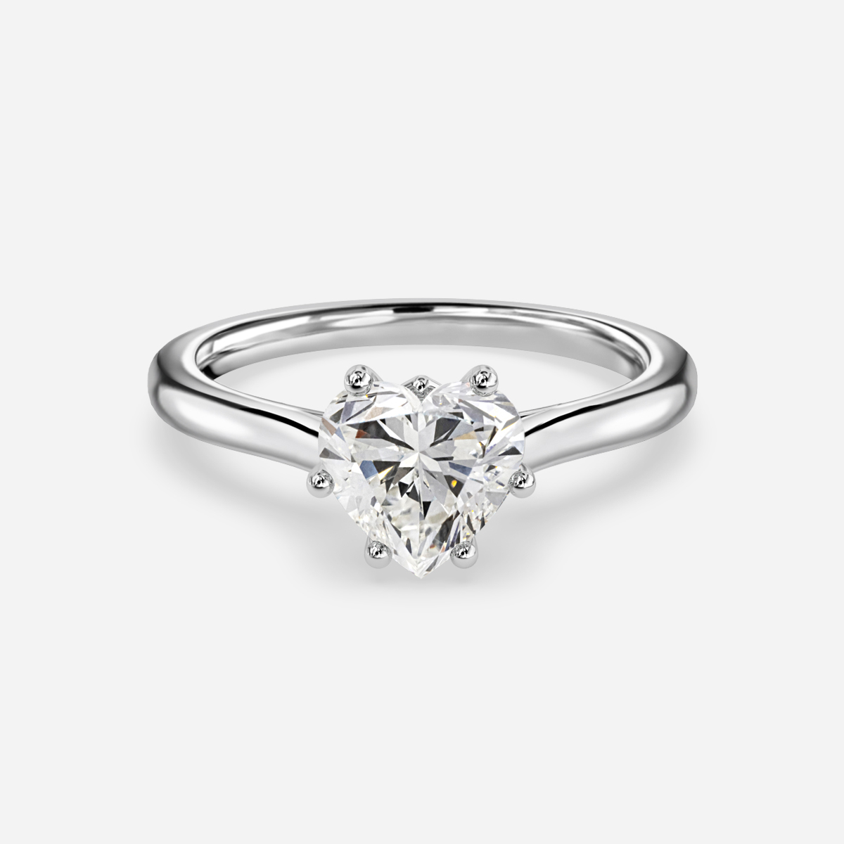 cathedral set white gold heart diamond ring