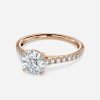 round cut fancy diamond band rose gold engagement ring