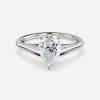 solitaire pear shape white diamond ring