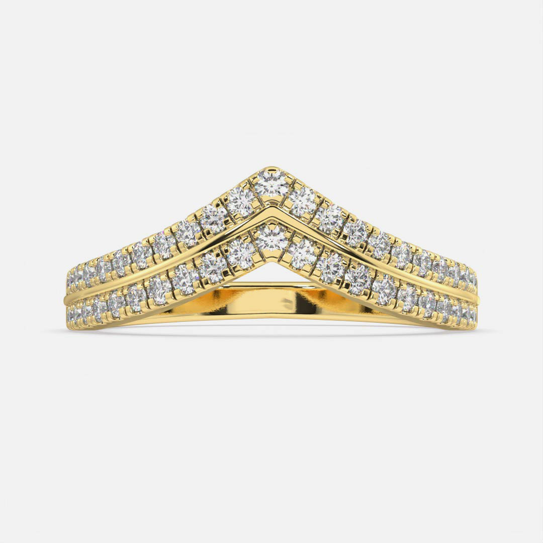 tow line yellow gold Gold Diamond Wedding Ring